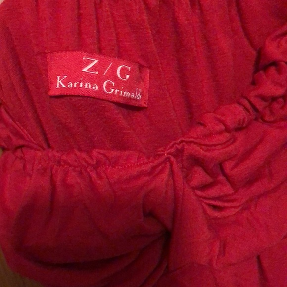 Karina Grimaldi. Cotton red dress. Strapless. Super soft and heavy dress. - Picture 7 of 7